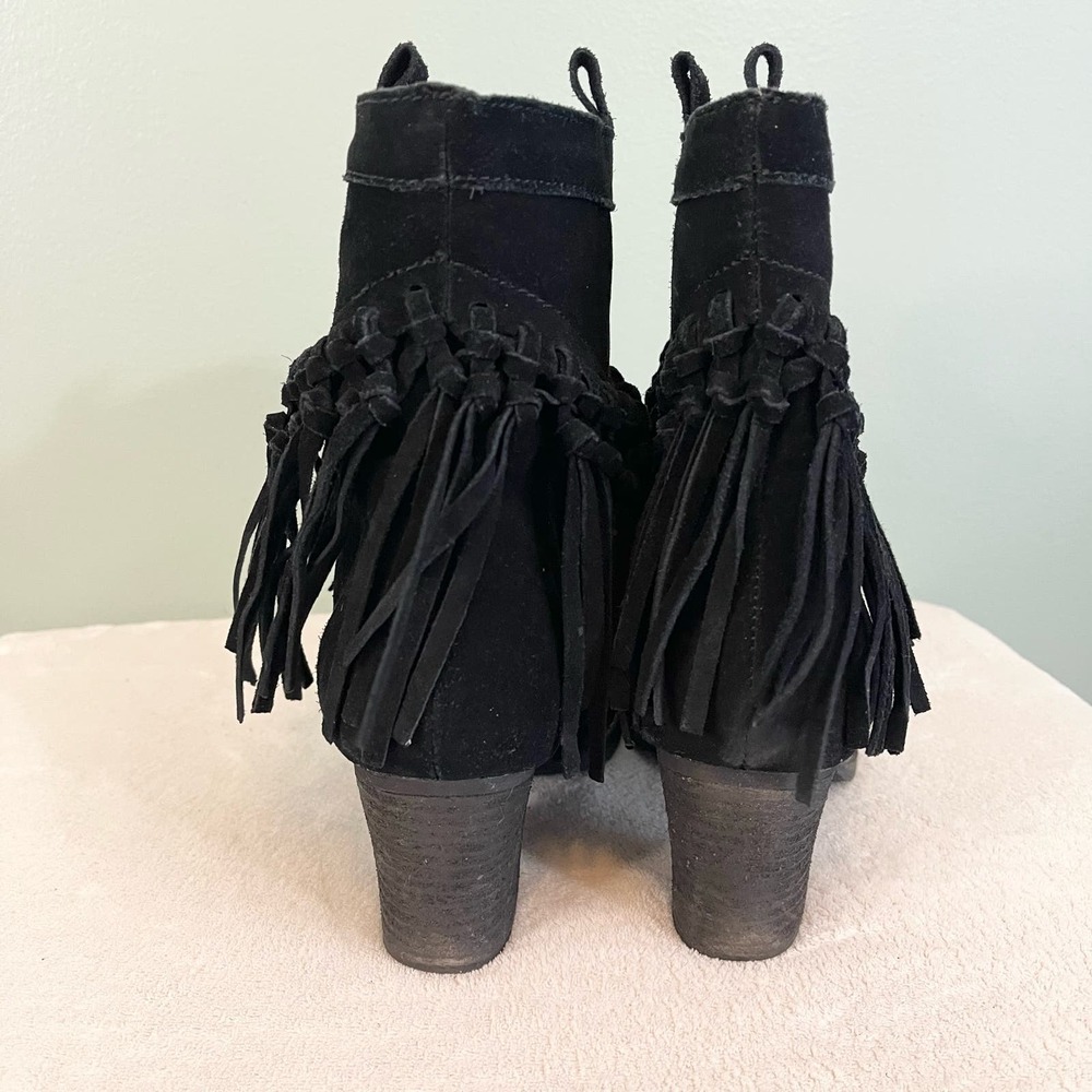 Sbicca Women's Vintage Collection Suede Leather Fringe Ankle Black Boots Sz 7.5 - Picture 4 of 10